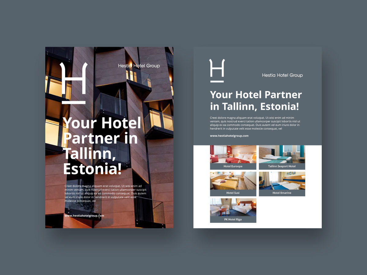 This project involved a new name, concept and visual identity for Hestia, a Baltic hotels group.